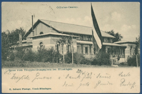 Münsingen Offiziers-Casino auf dem Truppenübungsplatz gelaufen 1903 (AK78)