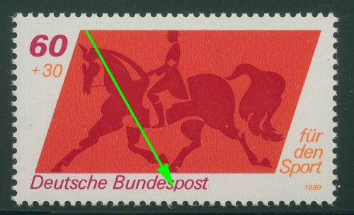 Bund 1980 Sporthilfe mit Plattenfehler 1047 I postfrisch geprüft