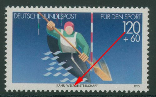 Bund 1985 Sporthilfe mit Plattenfehler 1239 I postfrisch
