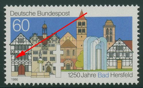 Bund 1986 1250 Jahre Bad Hersfeld mit Plattenfehler 1271 IV postfrisch