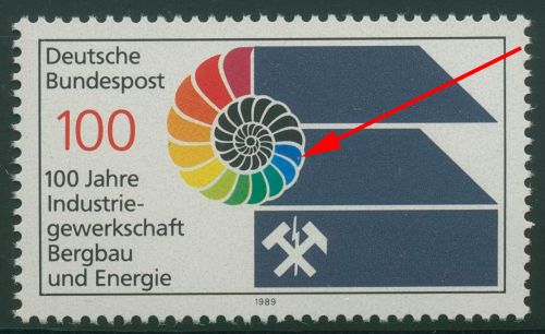 Bund 1989 Gewerkschaft Bergbau u. Energie Plattenfehler 1436 f 14 postfrisch