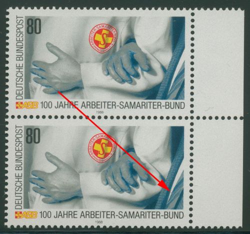 Bund 1988 100 J. Arbeiter-Samariter-Bund Plattenfehler 1394 I Paar postfrisch