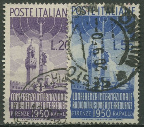 Italien 1950 Internationale Radiokonferenz Florenz u. Rapallo 796/97 gestempelt