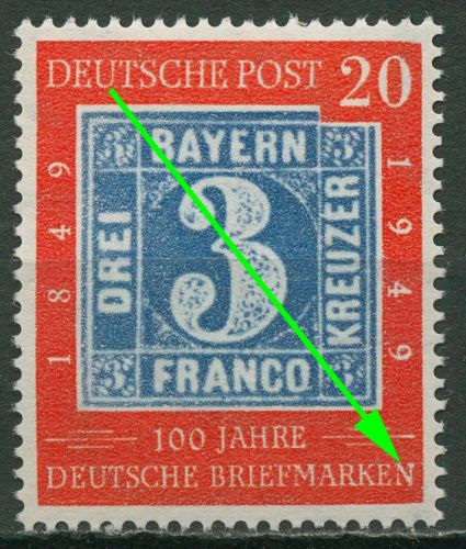 Bund 1949 100 Jahre dt. Briefmarken mit Plattenfehler 114 f 6 postfrisch