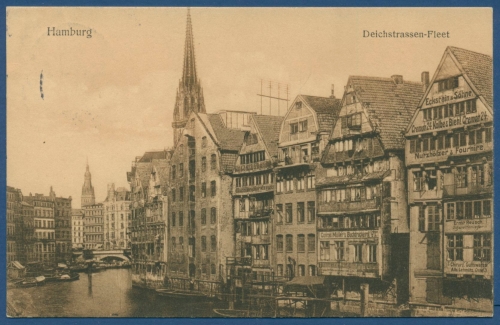 Hamburg Deichstrassenfleet u.a. Zigarettenlager Reusch, gelaufen 1913 (AK128)