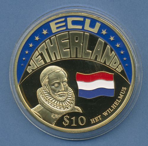 Liberia 10 Dollar 2001 ECU-Serie Niederlande vz/st in Kapsel (m4574)