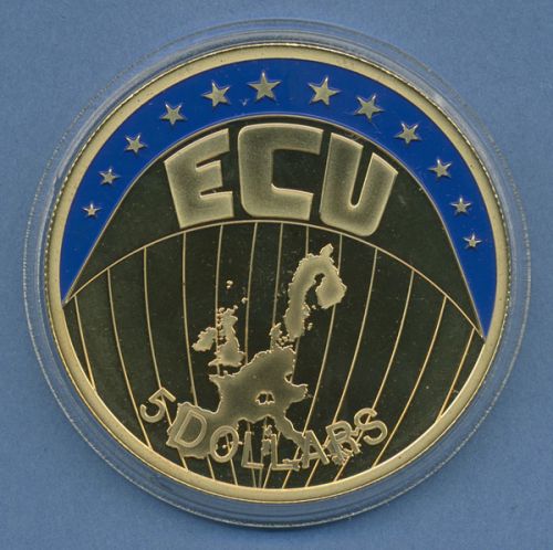 Liberia 5 Dollar 2001 ECU-Serie Europakarte vz/st in Kapsel (m4576)