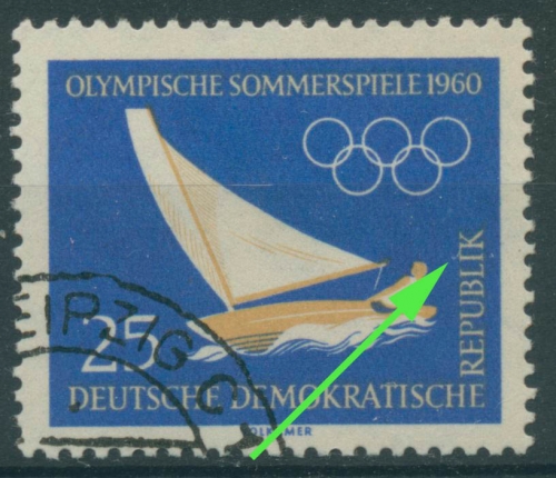 DDR 1960 Olympische Spiele 1960 Rom mit Plattenfehler 749 f 43 gestempelt