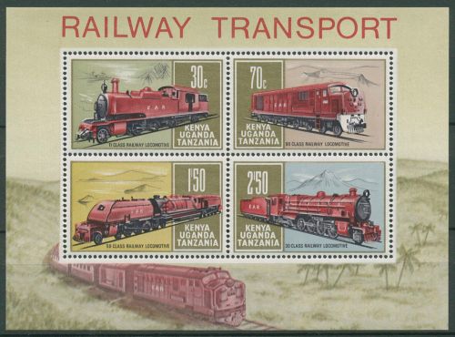 Ostafrikanische Gem. 1971 Eisenbahn Lokomotiven Block 1 postfrisch (C40233)