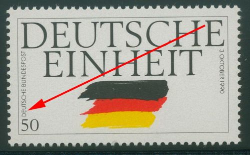 Bund 1990 Deutsche Einheit mit Plattenfehler 1477 I postfrisch