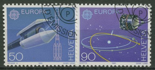 Schweiz 1991 Europa CEPT Weltraumfahrt Rakete Sonde 1444/45 gestempelt