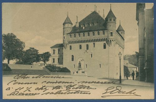 Lausanne Schloß Le Chateau, gelaufen 1905 Nadellöcher (AK4260)