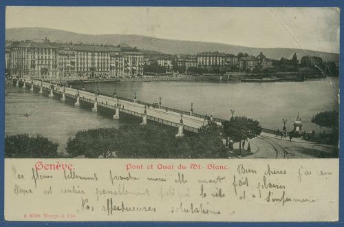 Genf Genève Pont et Quai du Mt. Blanc, gelaufen 1904 Bug (AK4259)