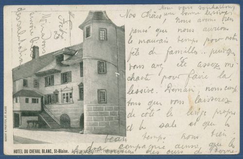Saint-Blaise Hotel du Cheval Blanc, gelaufen 1906 (AK4255)