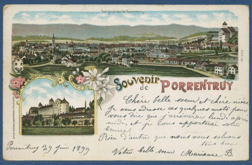 Souvenir de Porrentruy Pruntrut, gelaufen 1899 (AK4231)
