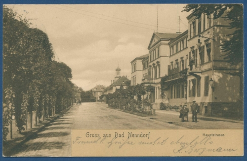 Gruß aus Bad Nenndorf Hauptstraße, gelaufen 1909, (AK229)