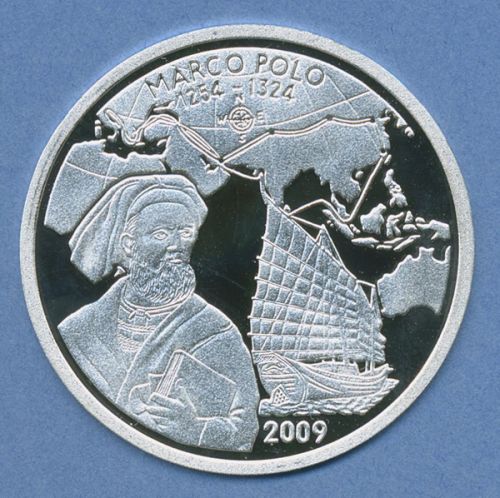 Korea Nord 350 Won 2009 Seefahrer Marco Polo, Silber, KM 1214 PP (m4610)