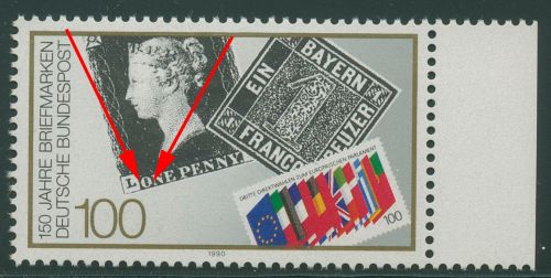 Bund 1990 150 Jahre Briefmarken mit Plattenfehler 1479 f 40 postfrisch