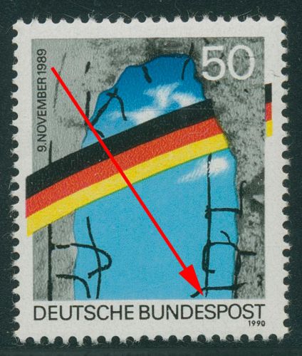 Bund 1990 Maueröffnung mit Plattenfehler 1481 f 44 postfrisch