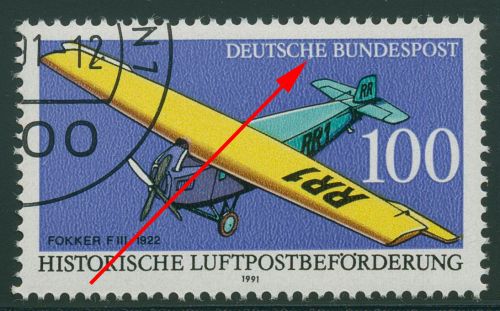 Bund 1991 Historische Luftpostbeförderung mit Plattenfehler 1524 III gestempelt