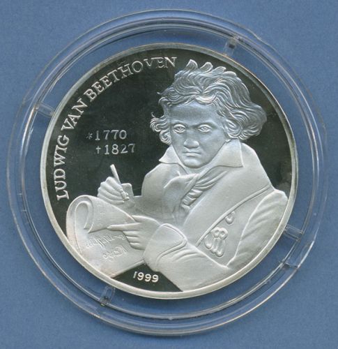 Korea Nord 250 Won 1999 Ludwig van Beethoven, Silber, KM 225 PP in Kapsel (m616)
