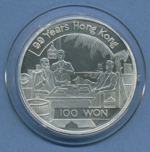 Korea Nord 100 Won 1997 Hong Kong-Erweiterung, Silber, KM 524 PP Kapsel (m4638)