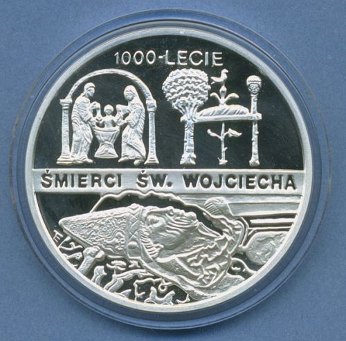 Polen 10 Zlotych 1997, Heiliger Adalbert, Silber, KM Y321 PP in Kapsel (m4657)