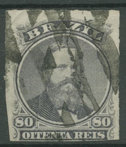 Brasilien 1876 Kaiser Pedro II. 33 kleine Fehler gestempelt