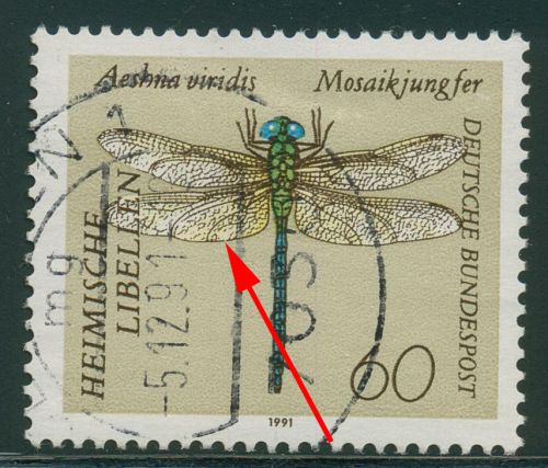 Bund 1991 Libelle Mosaikjungfer mit Plattenfehler 1549 f 14 gestempelt