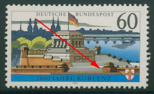Bund 1992 weißes Papier mit Plattenfehler 1583 x f 10 postfrisch