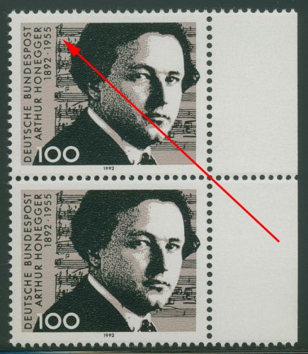 Bund 1992 100. Geb. von Arthur Honegger mit Plattenfehler 1596 IV postfrisch