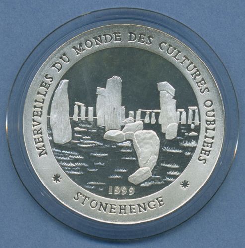 Tschad 1000 Francs 1999 Stonehenge, Silber, PP in Kapsel (m4705)