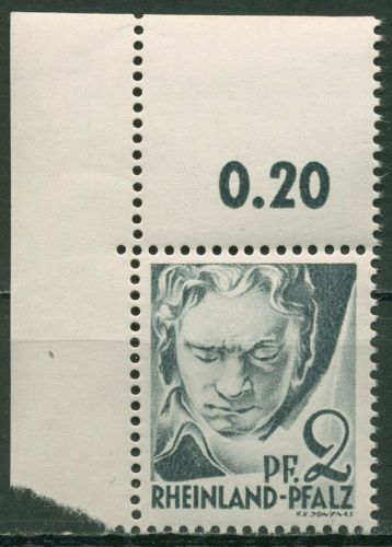 Französische Zone: Rheinland-Pfalz 1947 Type I, 1 yv I Ecke ob. links postfrisch