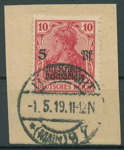 Dt. Reich 1919 Kriegsbeschädigtenhilfe 105 a gestempelt geprüft, Briefstück