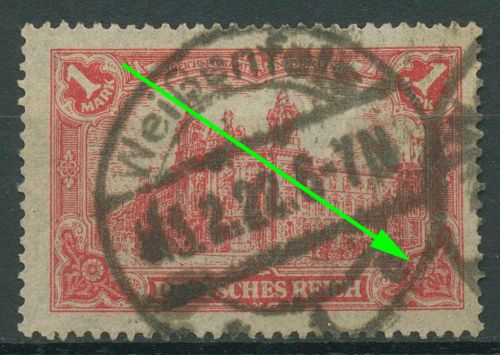 Deutsches Reich 1920 Reichspostamt Plattenfehler A113 III gestempelt, kl. Knick