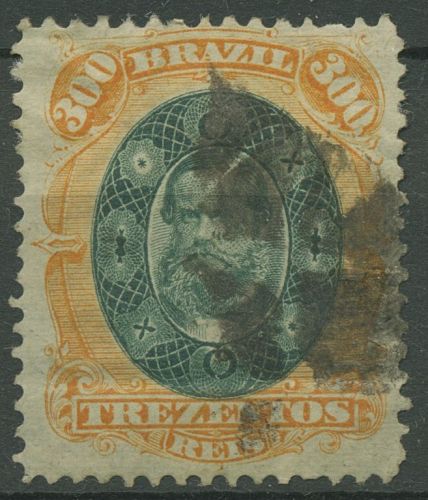 Brasilien 1878 Kaiser Pedro II. 37, waagerechter Bug, gestempelt