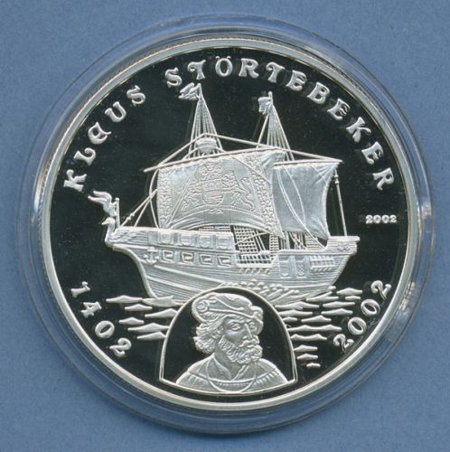 Benin 1000 Francs 2002 Klaus Störtebeker, Silber, KM 62 PP in Kapsel (m4732)