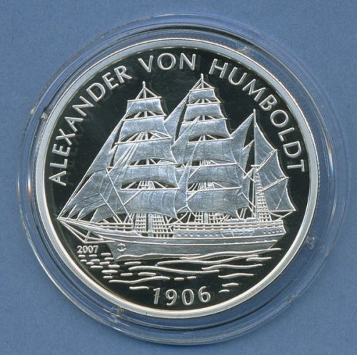 Benin 1000 Francs 2007 A.v.Humboldt Segelschiff, Silber, PP Kapsel (m4734)