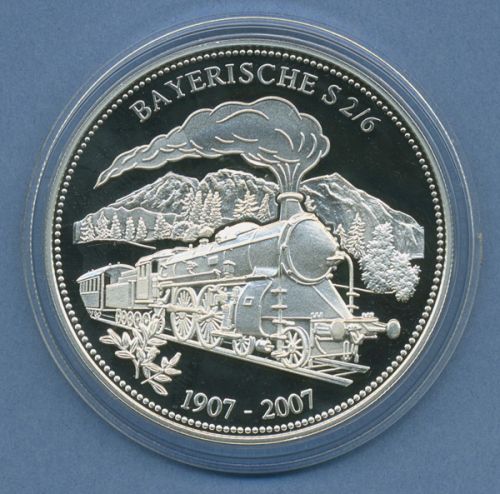 Palau 5 Dollar 2007 Eisenbahn Bayrische S 2/6, Silber, PP in Kapsel (m4745)