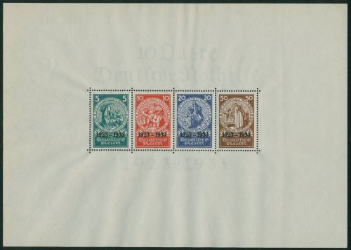 Deutsches Reich 1933 Nothilfe Block 2 postfrisch, minimale Randmängel