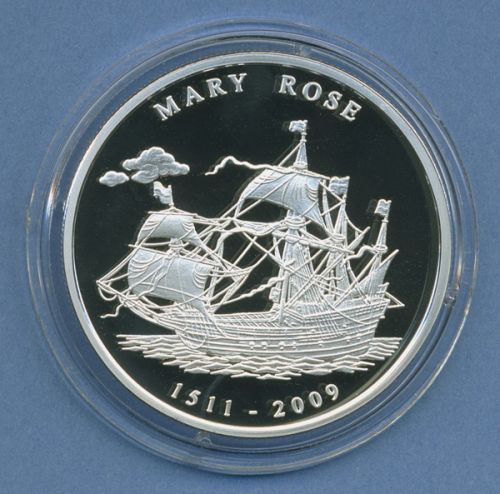 Togo 1000 Francs 2009 Segelschiff Mary Rose, Silber, PP in Kapsel (m4757)