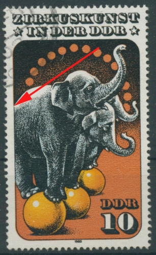 DDR 1985 Zirkuskunst der DDR mit Plattenfehler 2983 f 1 gestempelt (R10087)