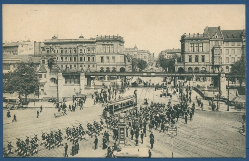 Berlin Bahnhof Hallesches Tor Straßenbahn, gelaufen 1913 (AK293)