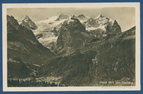 Wetterhorngruppe vom Hasliberg gesehen, gelaufen 1928 (AK271)