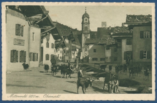 Mittenwald Obermarkt mit Ziegen, ungebraucht (AK317)