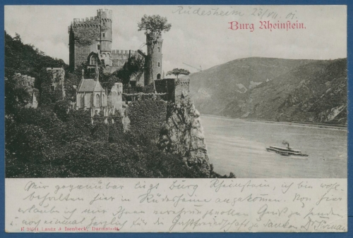 Burg Rheinstein Oberes Mittelrheintal Rheindampfer, gelaufen 1901 (AK303)