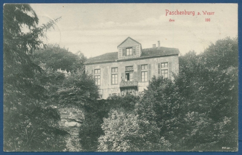 Forsthaus (Gasthaus) Paschenburg Deckbergen an der Weser, gelaufen 1909 (AK306)