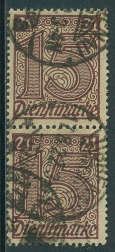 Deutsches Reich Dienstmarken 1920 für Preußen D 18 senkr. Paar gestempelt