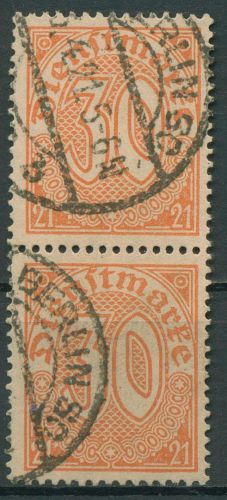 Deutsches Reich Dienstmarken 1920 für Preußen D 20 senkrechtes Paar gestempelt