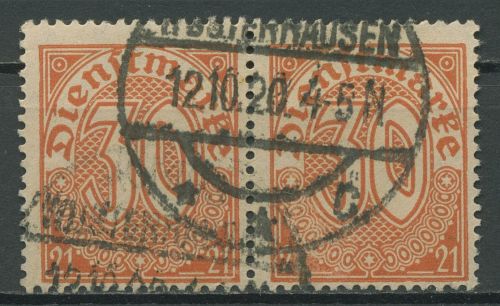 Deutsches Reich Dienstmarken 1920 für Preußen D 20 waagerechtes Paar gestempelt